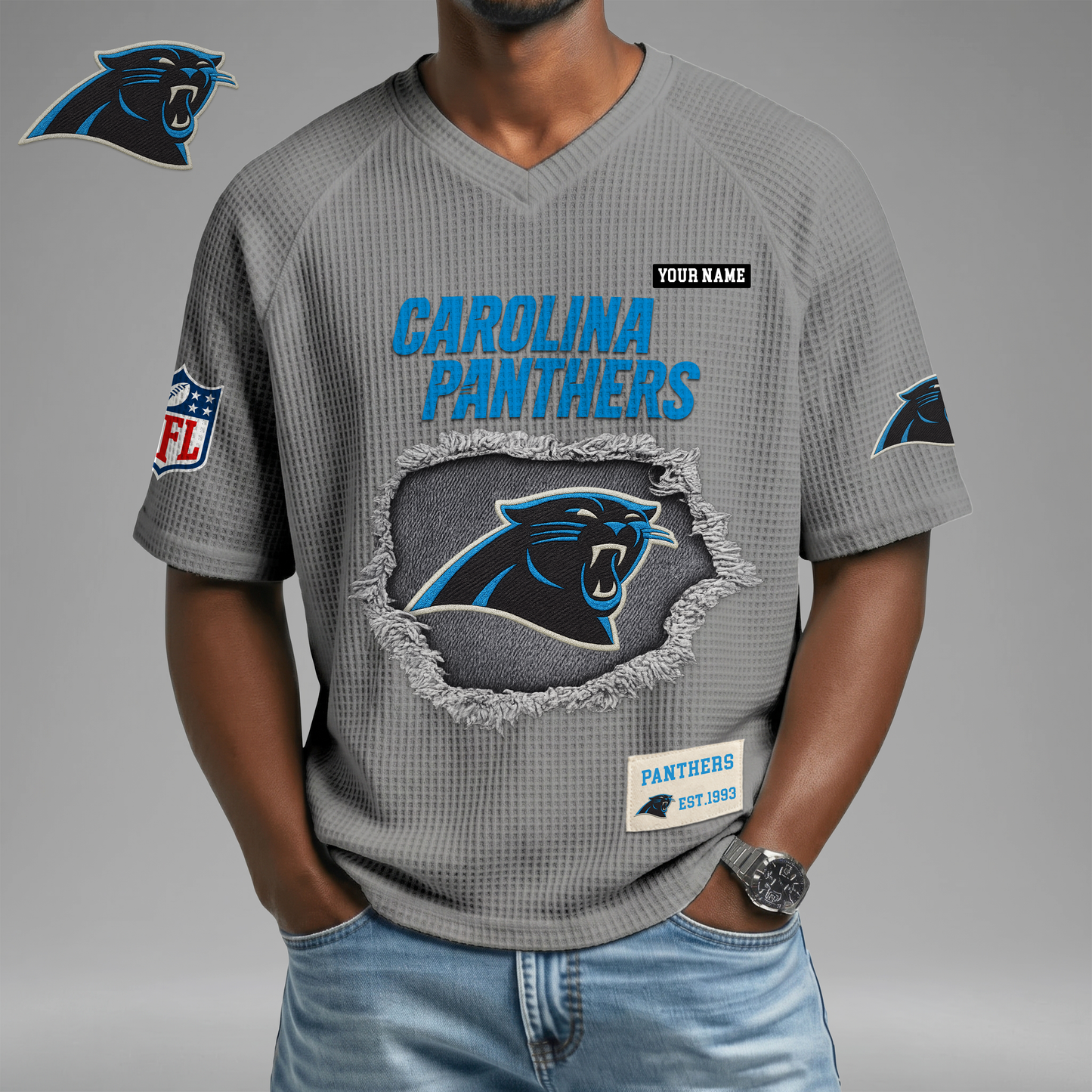 PREMIUM NFL X CP Game Day Waffle V-neck T-shirt 110626