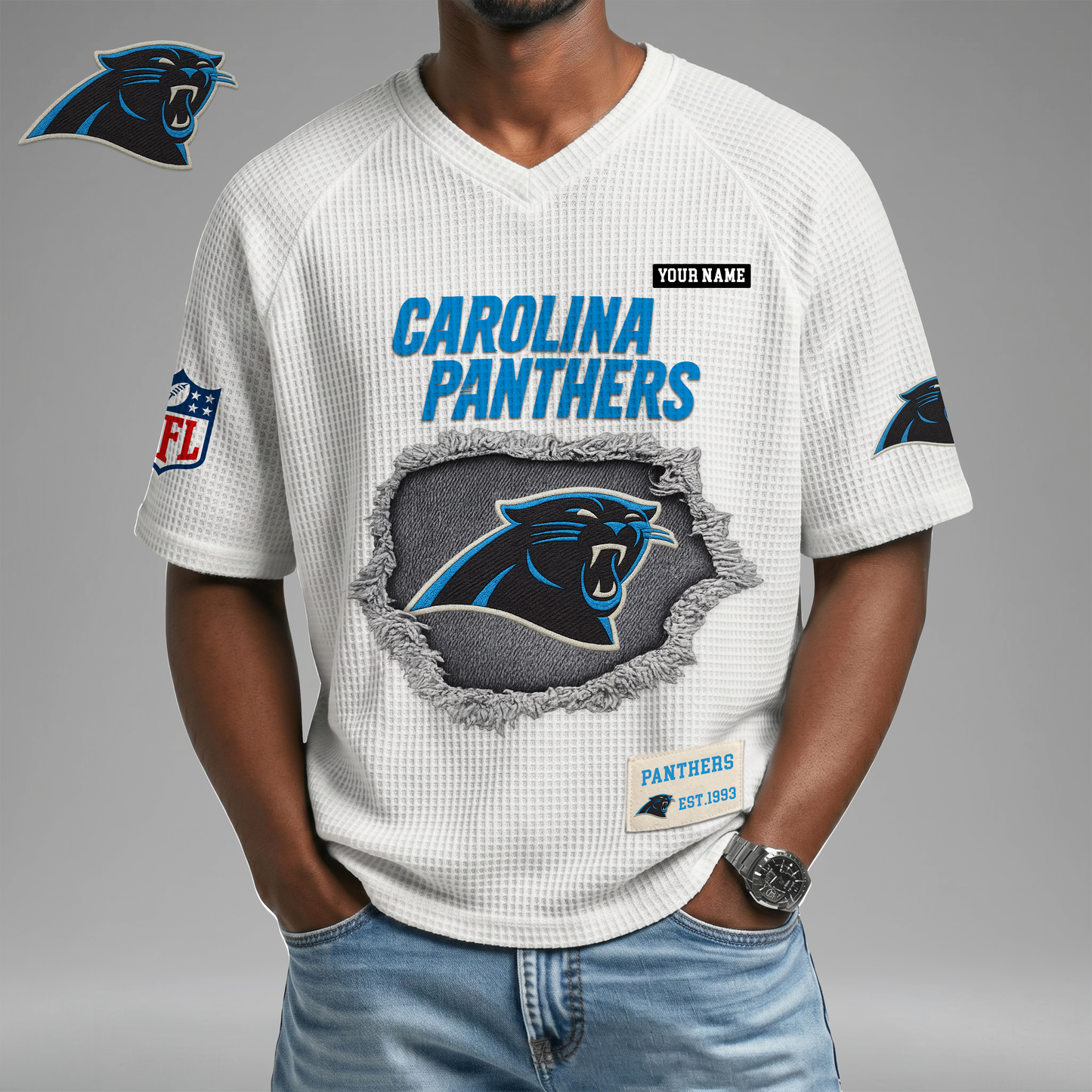PREMIUM NFL X CP Game Day Waffle V-neck T-shirt 110626