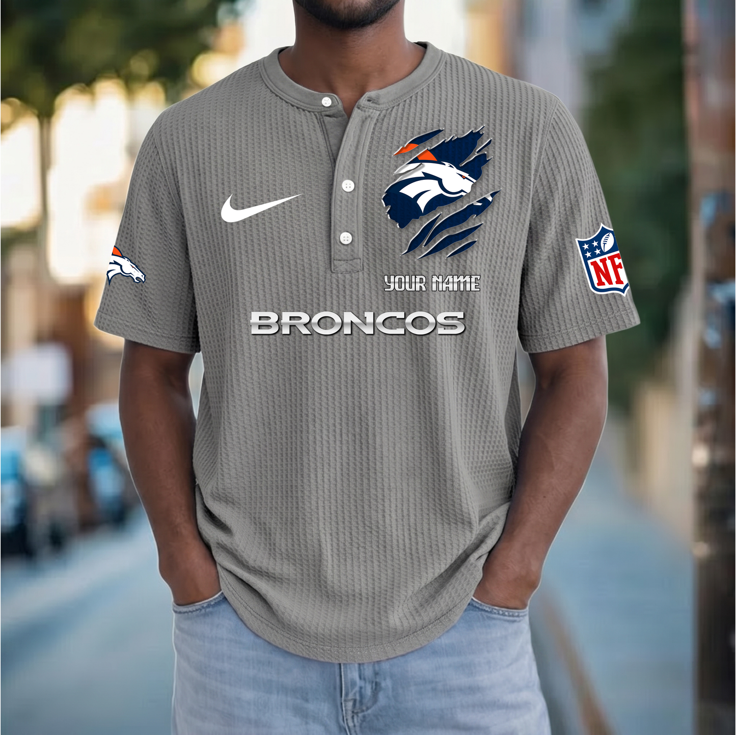 PREMIUM NFL  X  DB Crew neck button Henry Shirt Limited Editions NDT VHM 230426