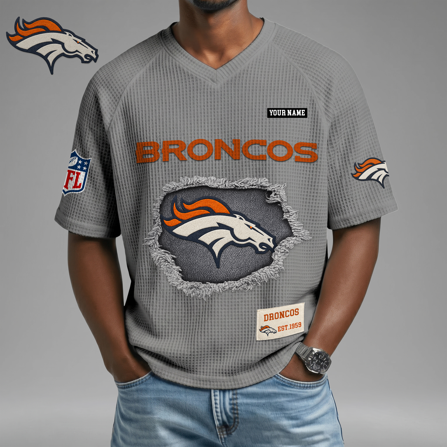 PREMIUM NFL X DB Game Day Waffle V-neck T-shirt 110626