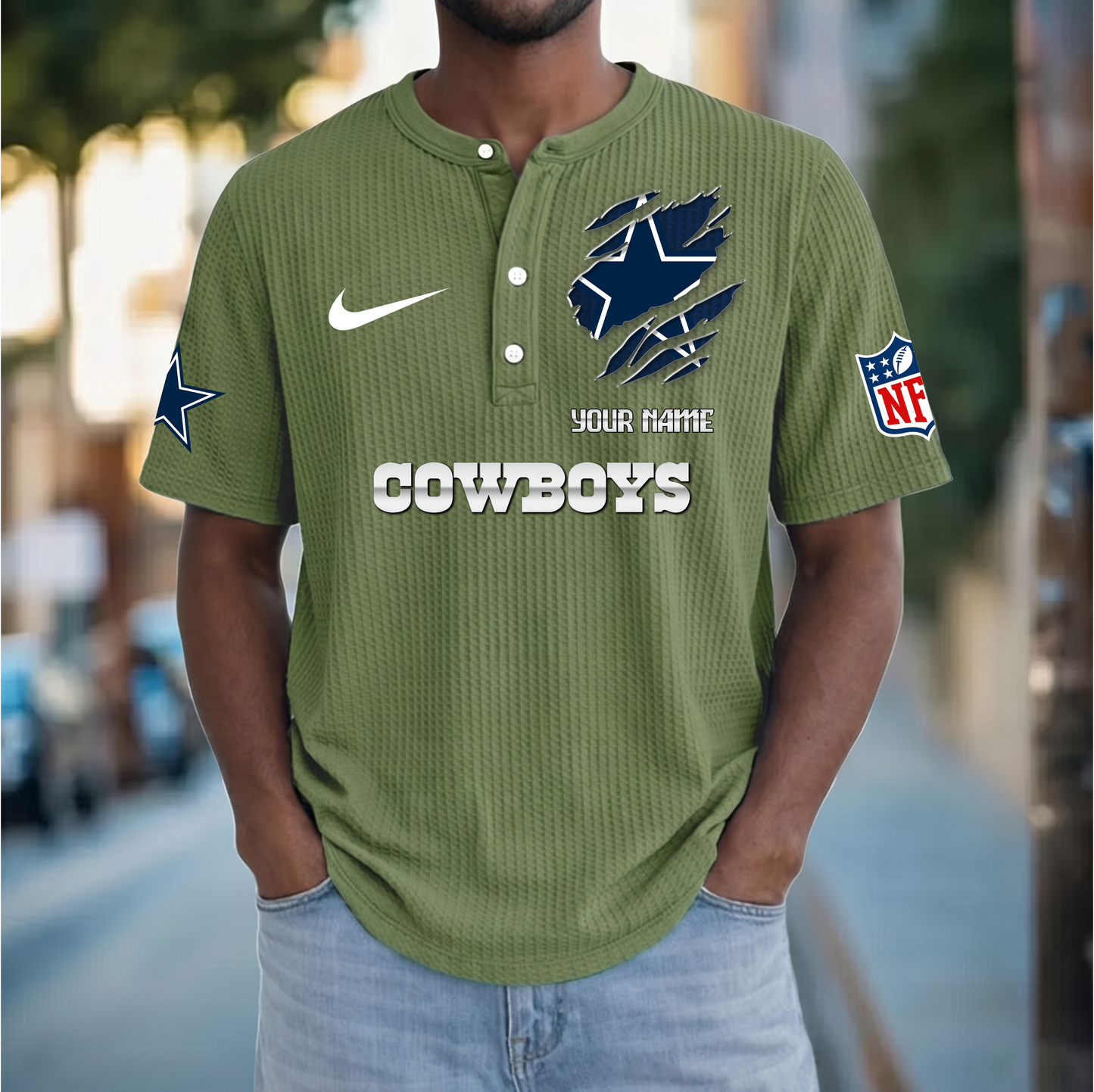 PREMIUM NFL  X  DC Crew neck button Henry Shirt Limited Editions NDT VHM 230426