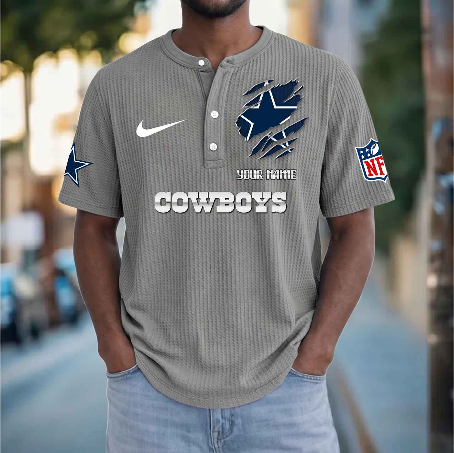 PREMIUM NFL  X  DC Crew neck button Henry Shirt Limited Editions NDT VHM 230426