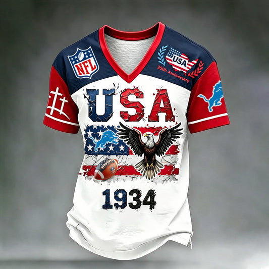 PREMIUM NFL X DET LUXURY V-Neck T- Shirt V3 130626