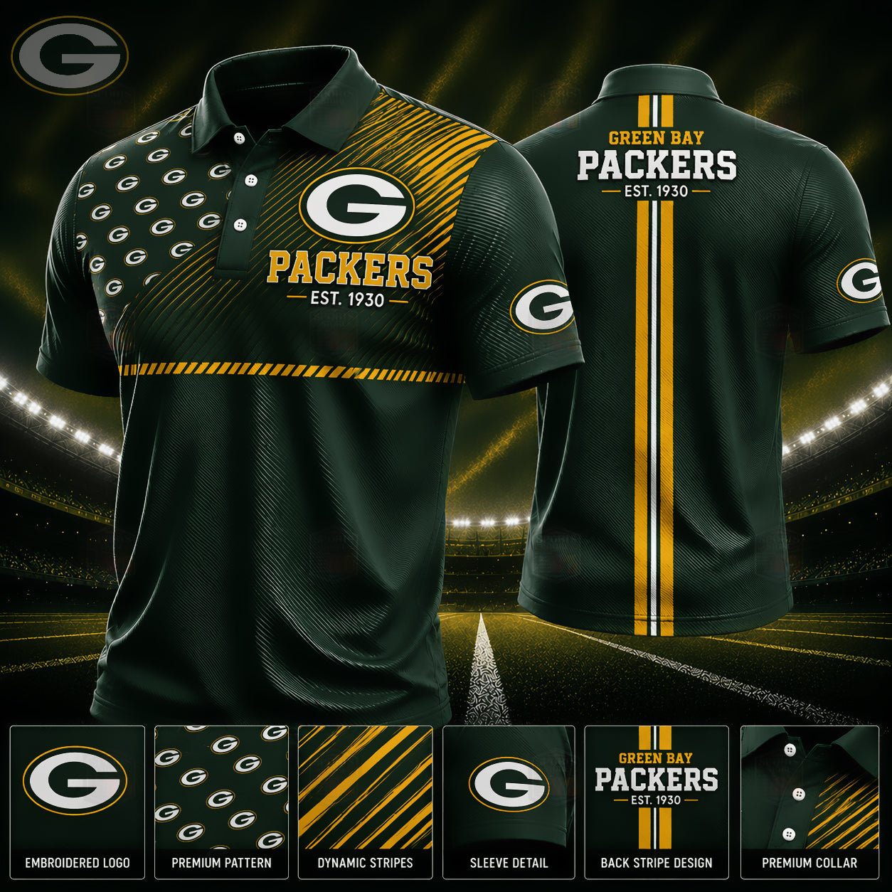 PREMIUM NFL X GB GAMEDAY LUXURY POLO SHIRT 190626