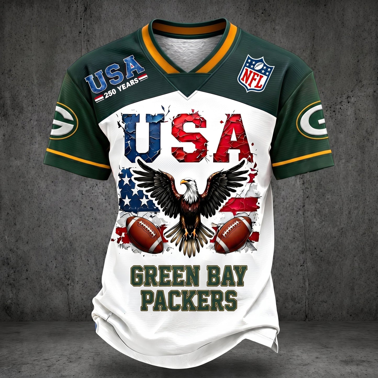PREMIUM NFL X GBP 250TH anniversary LUXURY V-Neck T- Shirt 130626