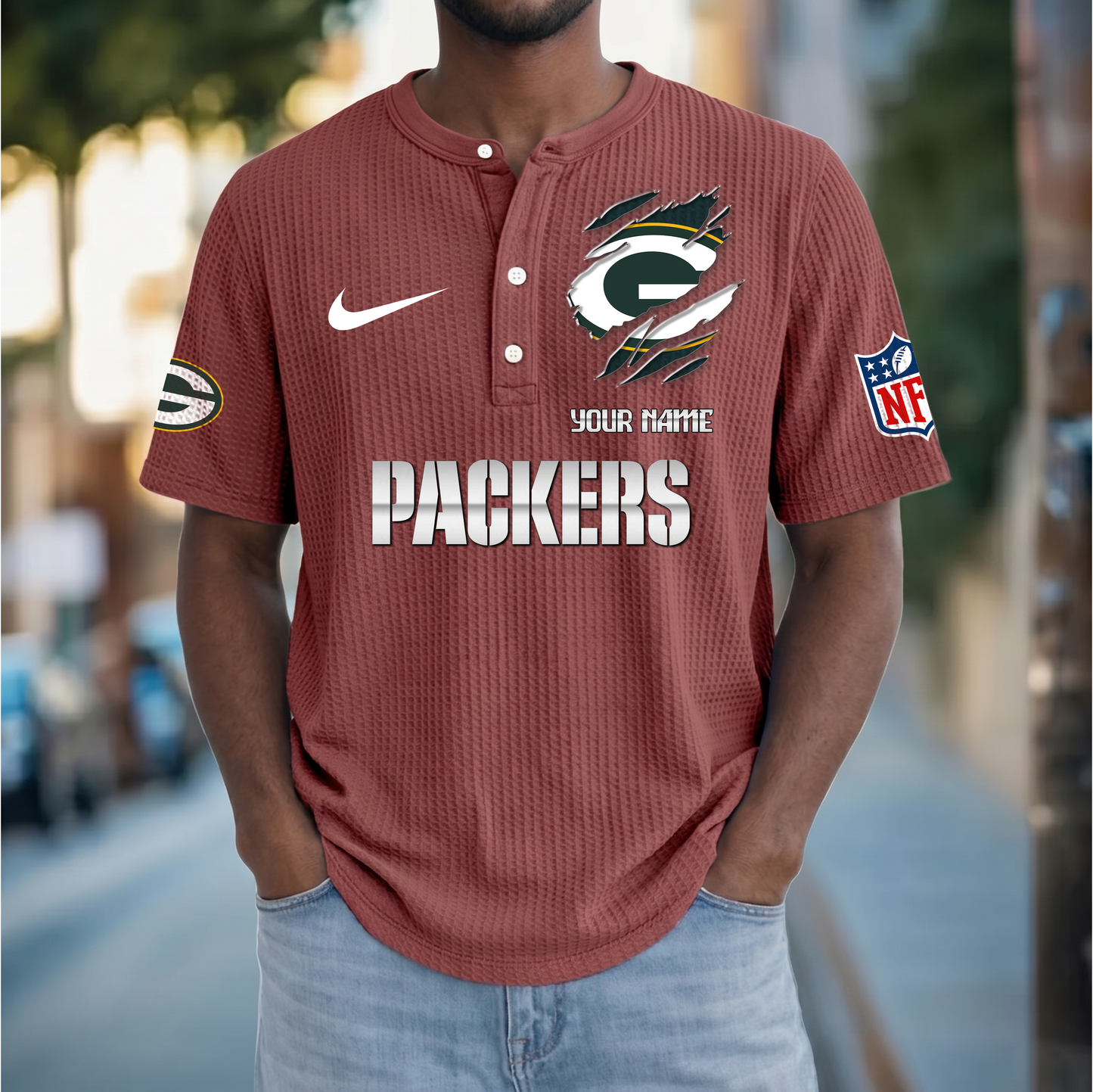 PREMIUM NFL  X  GBP Crew neck button Henry Shirt Limited Editions NDT VHM 230426