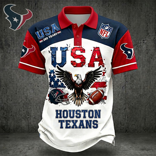 PREMIUM NFL X HOU 250TH Anniversary LUXURY POLO Shirt Shirt 170626