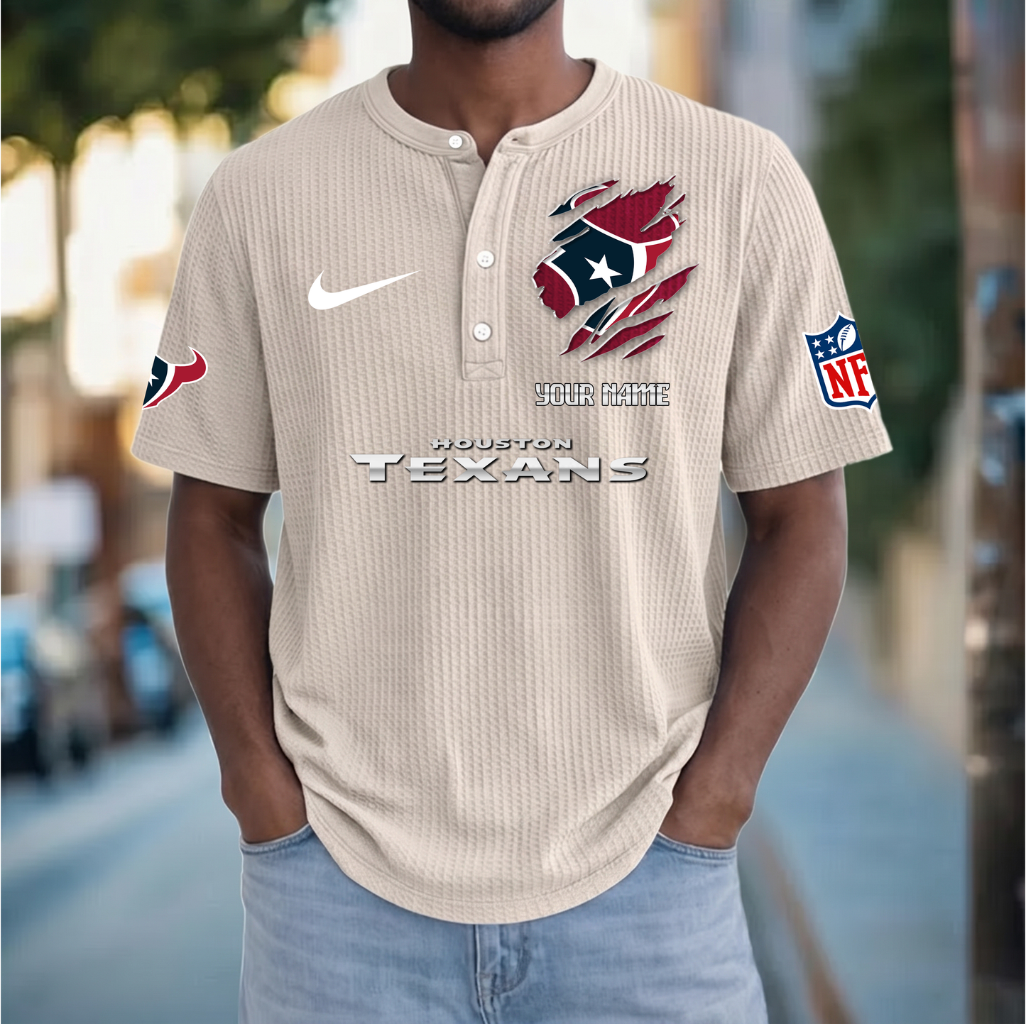 PREMIUM NFL  X  HT Crew neck button Henry Shirt Limited Editions NDT VHM 230426