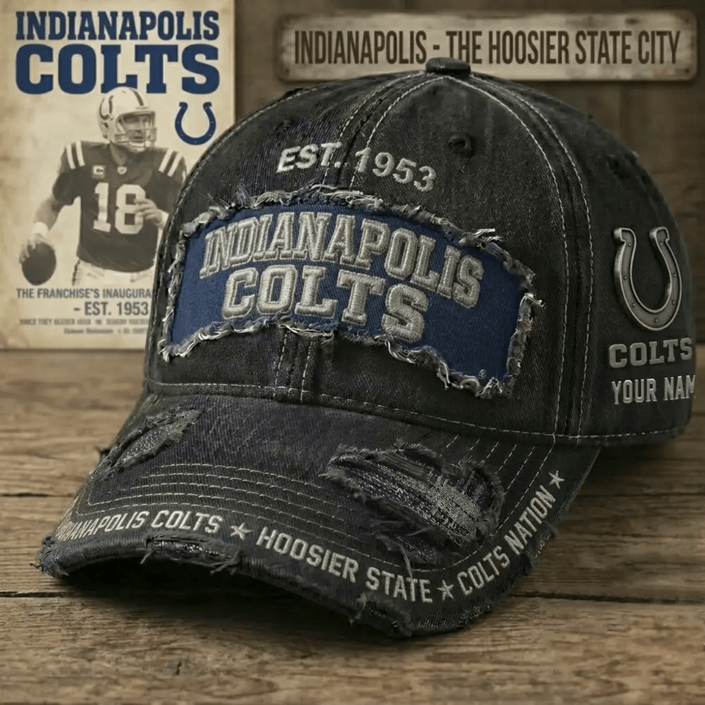 PREMIUM NFL X IND Denim Washed Custom Name HAT NDT NHM 050526