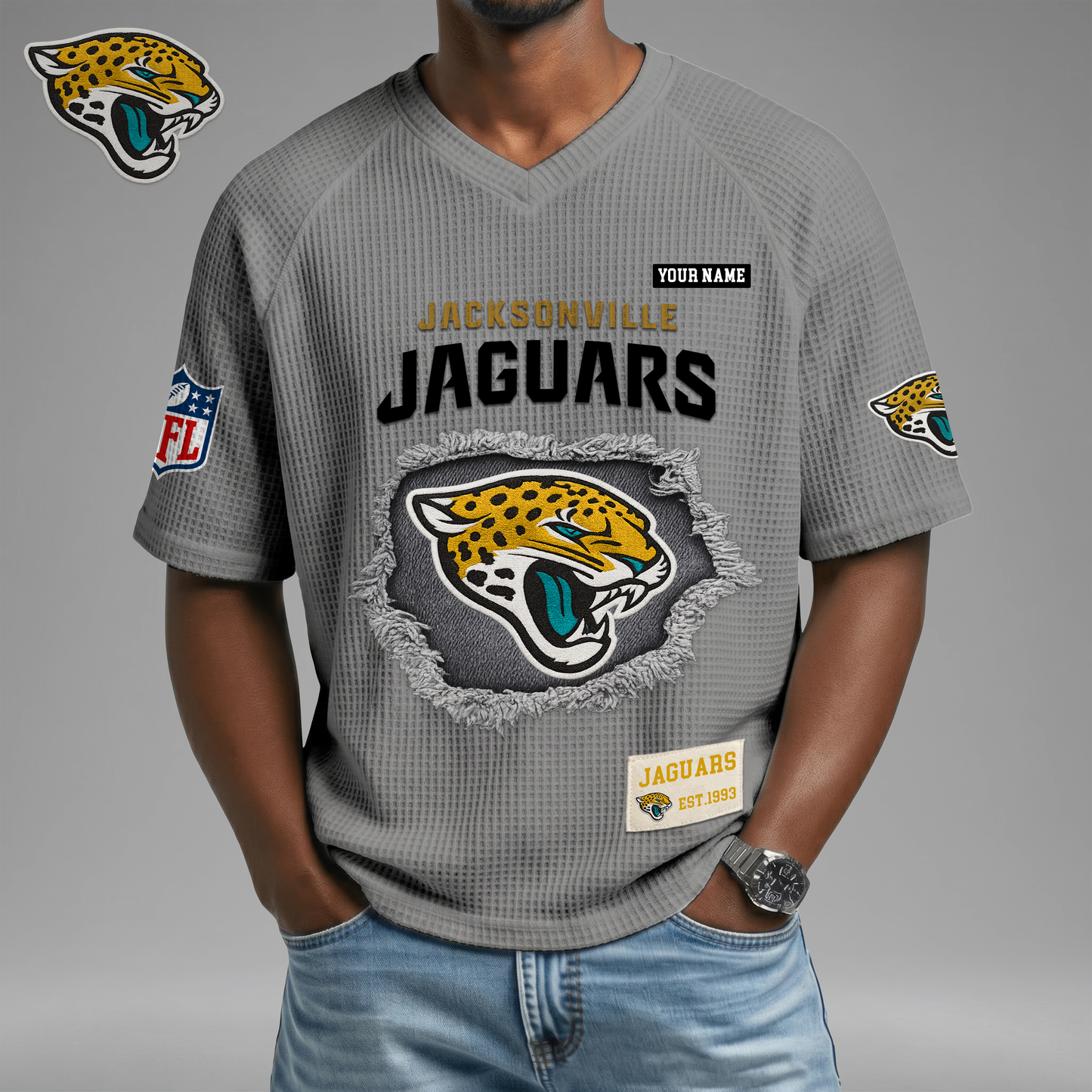PREMIUM NFL X JJ Game Day Waffle V-neck T-shirt 110626