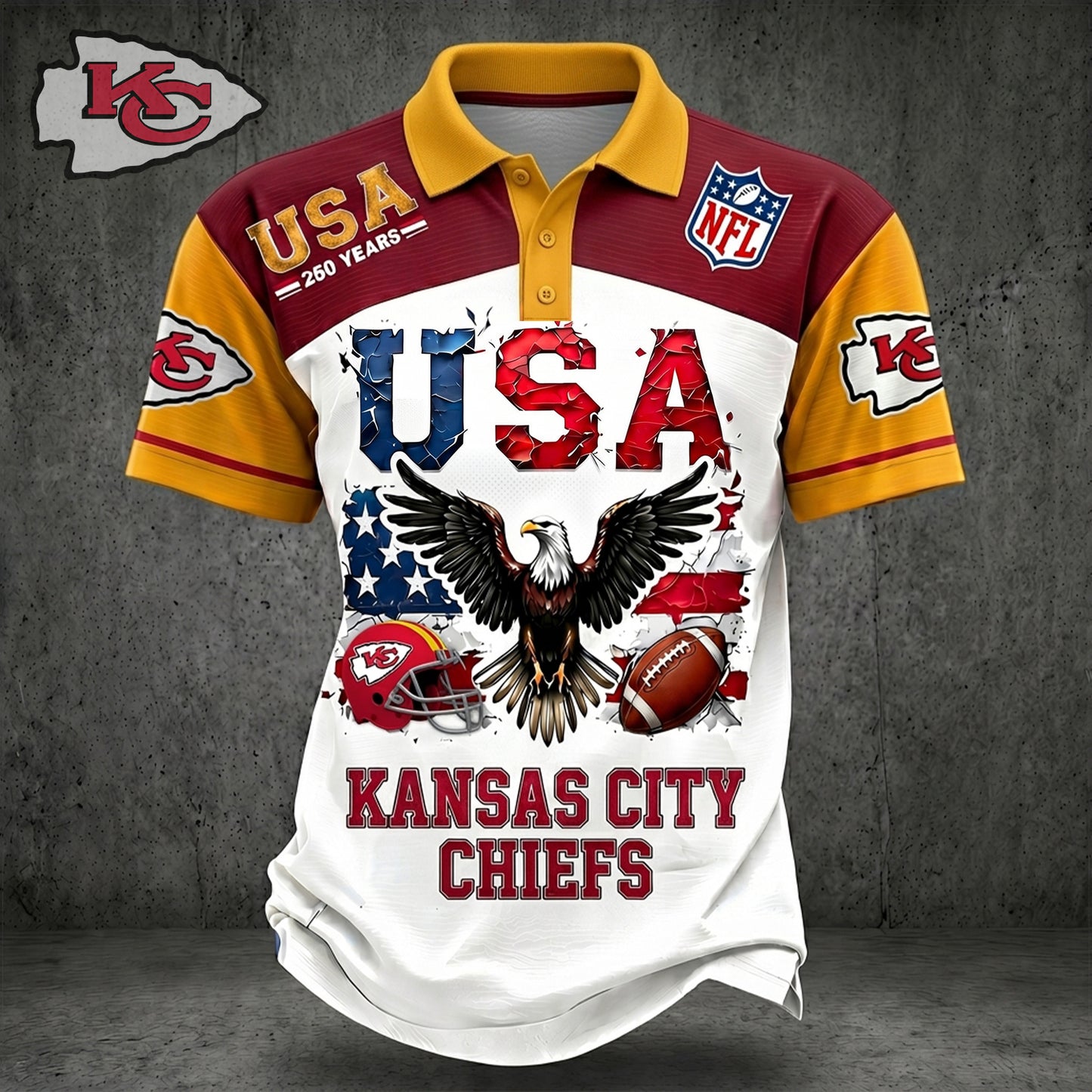 PREMIUM NFL X KC 250TH Anniversary LUXURY POLO Shirt Shirt 170626
