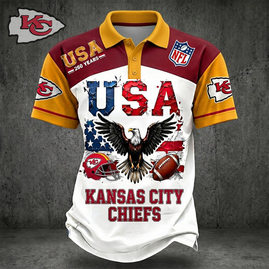 PREMIUM NFL X KC 250TH Anniversary LUXURY POLO Shirt Shirt 170626