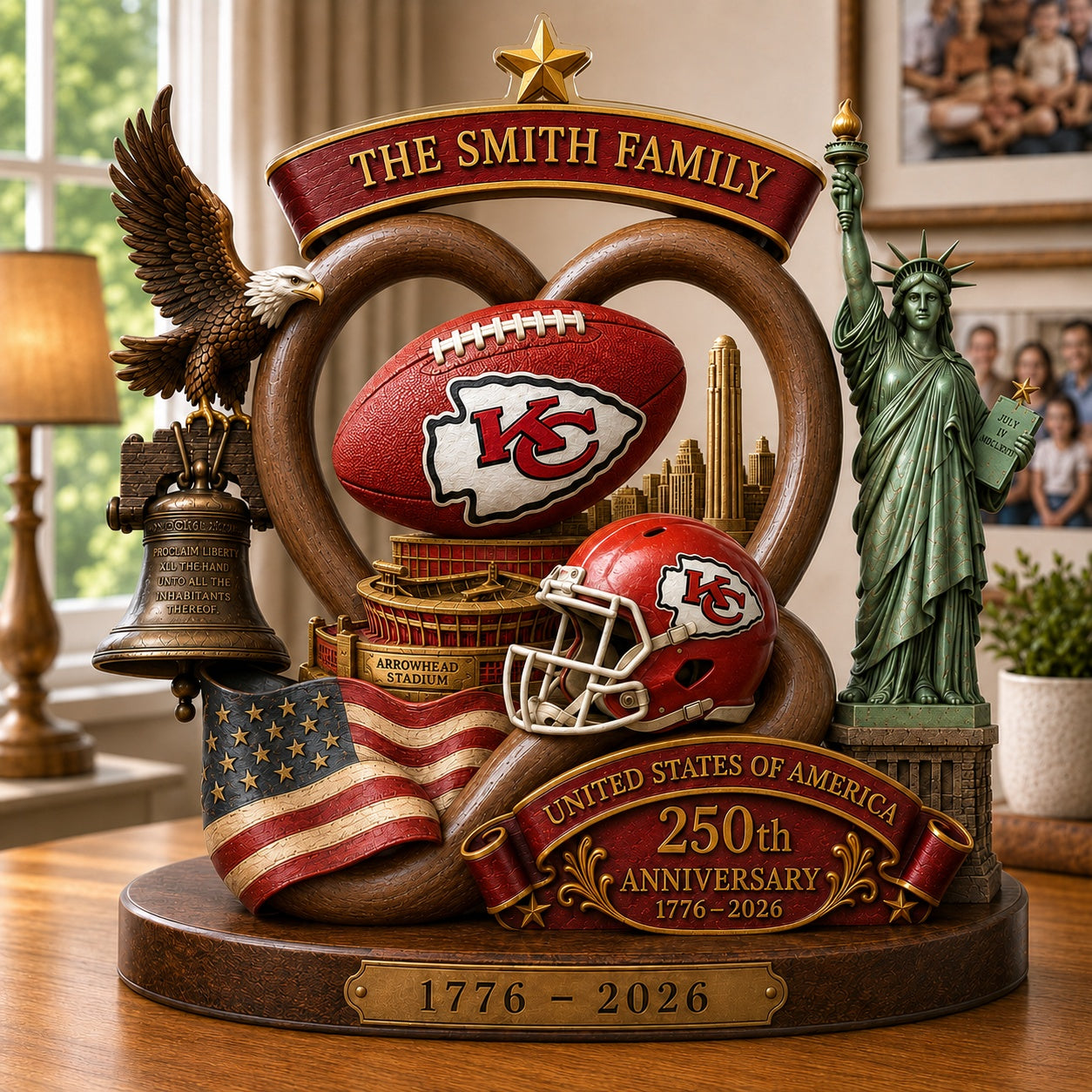 PREMIUM NFL X KC Team Mix 250th Anniversary Acrylic Block Plaque Custom Name  120626