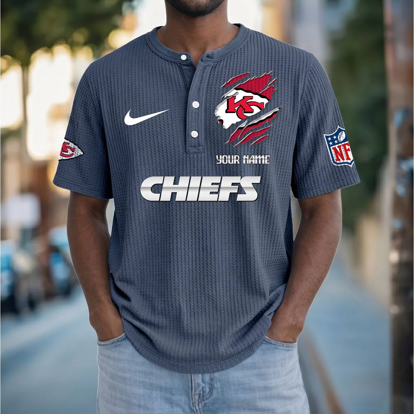 PREMIUM NFL  X  KCC Crew neck button Henry Shirt Limited Editions NDT VHM 230426