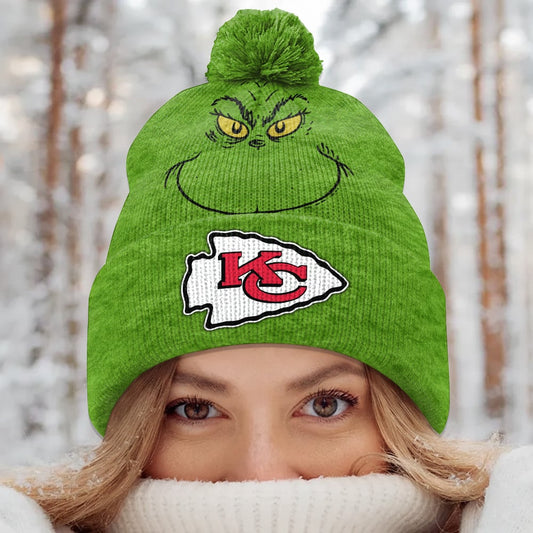 PREMIUM NFL X KCC Green Grinch Beanie Hat Christmas Gifts NDT NHM