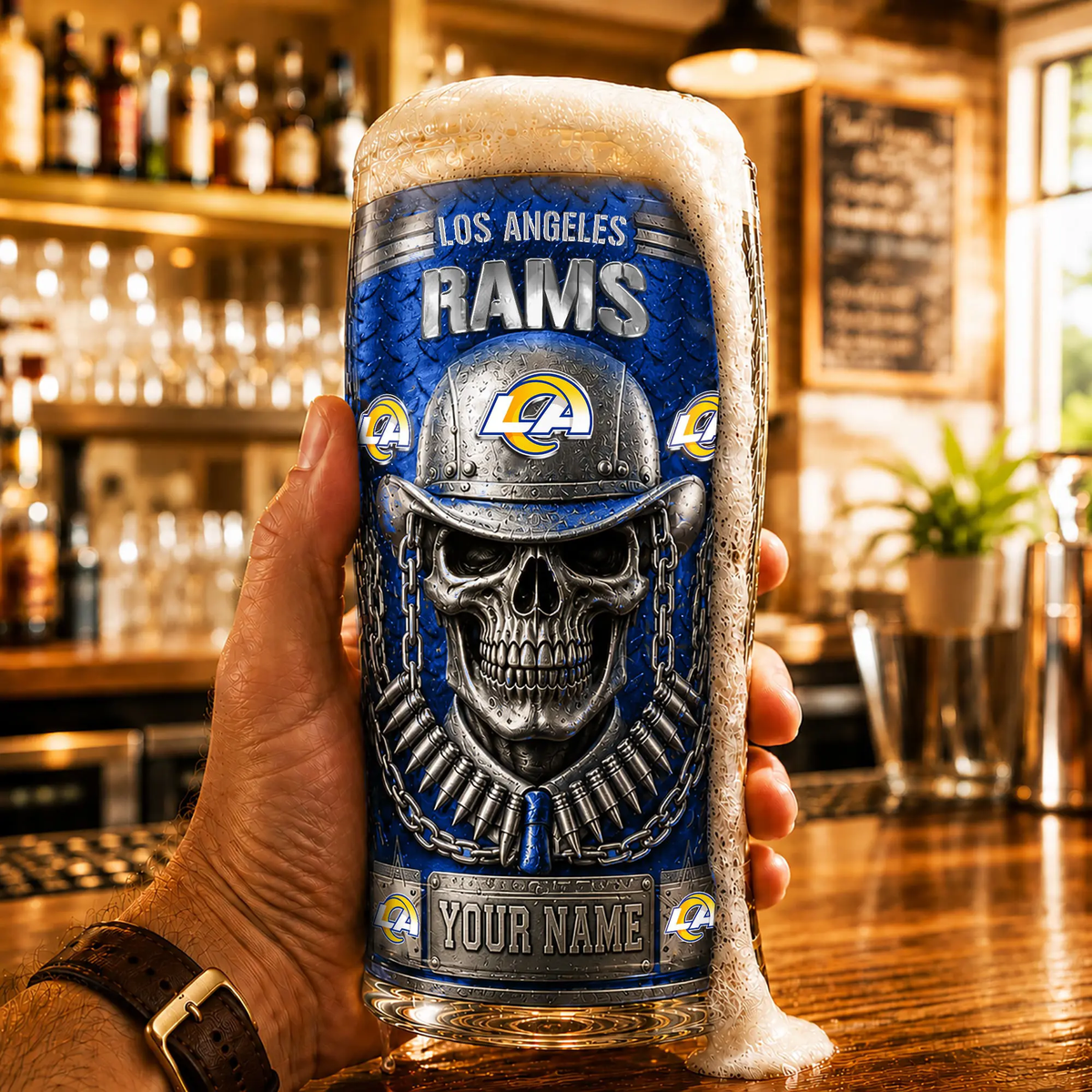 PREMIUM NFL X LAR Beer Glass Custom Name Gifts For Fan NDT VHM 020626