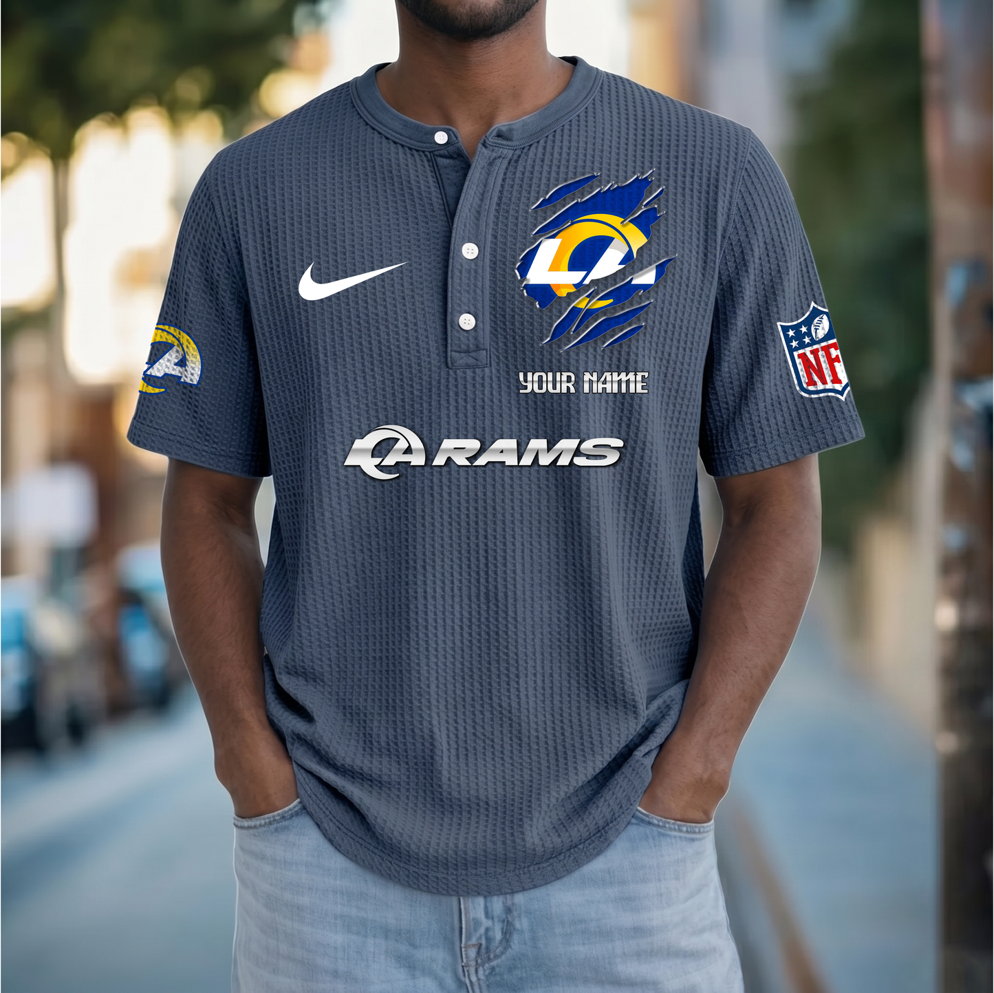 PREMIUM NFL  X  LAR Crew neck button Henry Shirt Limited Editions NDT VHM 230426