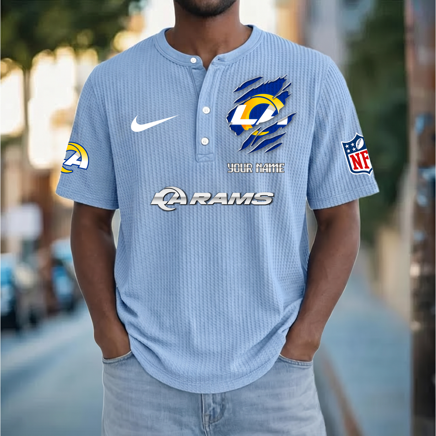 PREMIUM NFL  X  LAR Crew neck button Henry Shirt Limited Editions NDT VHM 230426