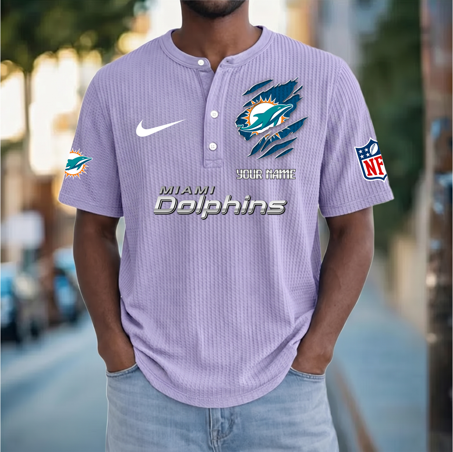 PREMIUM NFL  X  MD Crew neck button Henry Shirt Limited Editions NDT VHM 230426