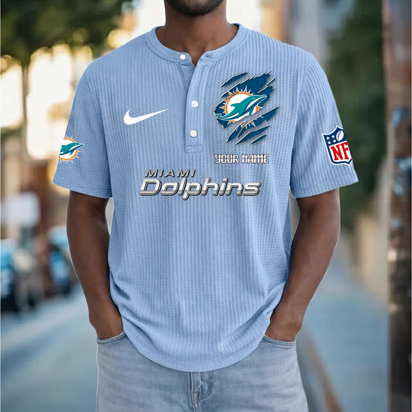 PREMIUM NFL  X  MD Crew neck button Henry Shirt Limited Editions NDT VHM 230426