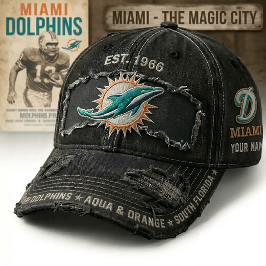 PREMIUM NFL X MIA Denim Washed Custom Name HAT NDT NHM 050526