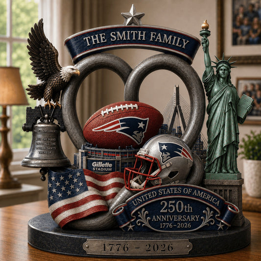 PREMIUM NFL X NE Team Mix 250th Anniversary Acrylic Block Plaque Custom Name  120626
