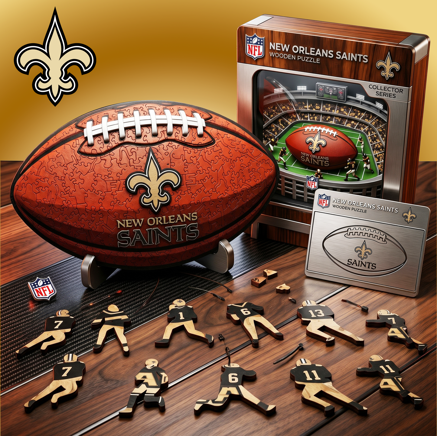 PREMIUM NFL X NOS 3D Platinum Wooden Puzzle  Gift For Fan Limited Editions NDT VHM 030626