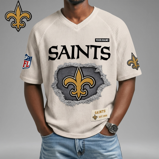 PREMIUM NFL X NOS Game Day Waffle V-neck T-shirt 110626
