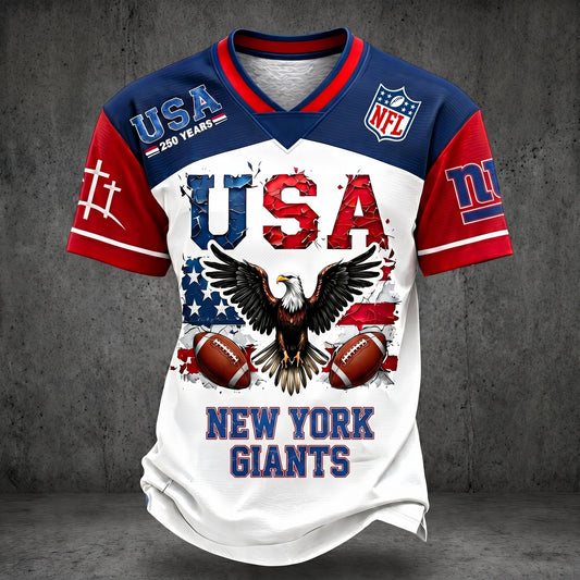 PREMIUM NFL X NYG 250TH anniversary LUXURY V-Neck T- Shirt 130626
