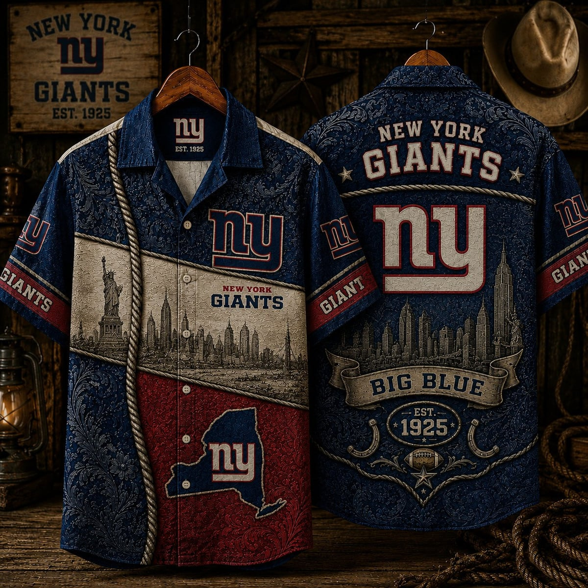 PREMIUM NFL X NYG CLASSIC VINTAGE SILK SHIRT NDT VHM 220626