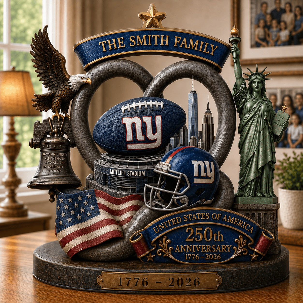 PREMIUM NFL X NYG Team Mix 250th Anniversary Acrylic Block Plaque Custom Name  120626