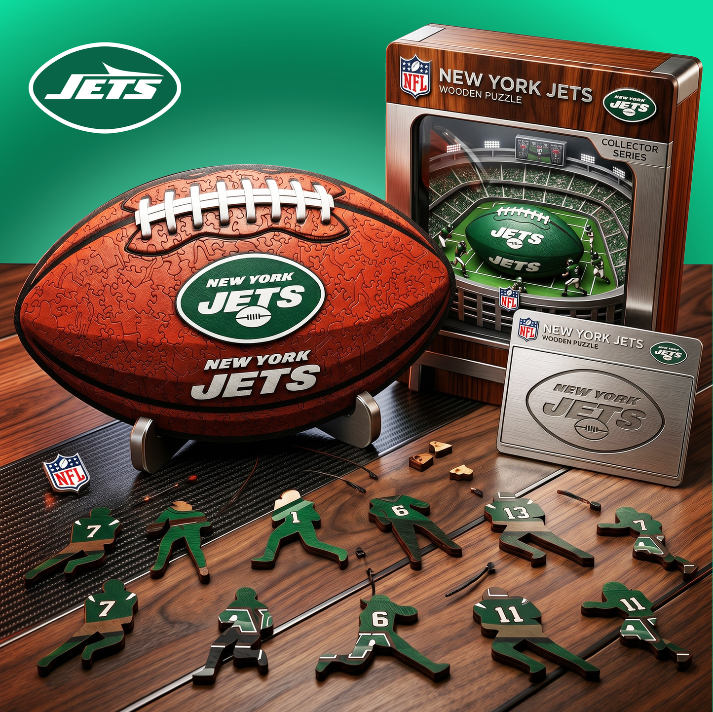 PREMIUM NFL X NYJ 3D Platinum Wooden Puzzle  Gift For Fan Limited Editions NDT VHM 030626