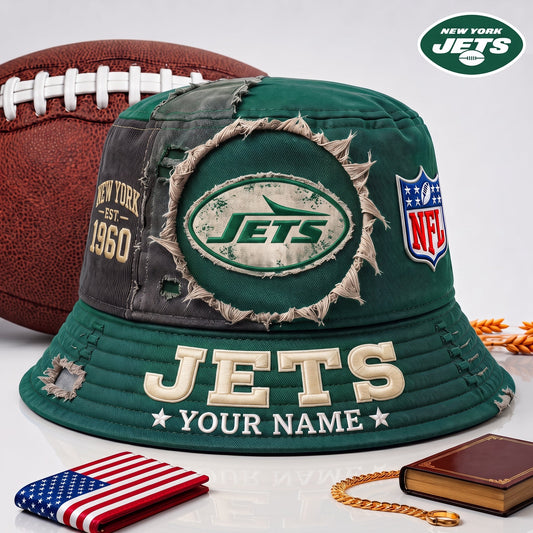 PREMIUM NFL  X NYJ EXCLUSIVE Torn Fabric Legacy Bucket Hat For New Season 290626.