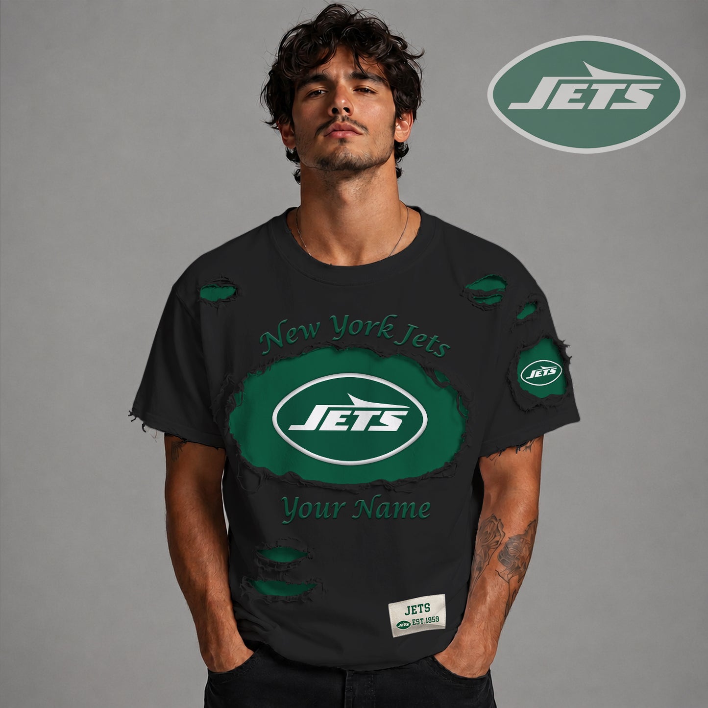 PREMIUM NFL X NYJ LUXURY CREW-Neck T-Shirt V3 FOR SUMMER HOLIDAY 180626