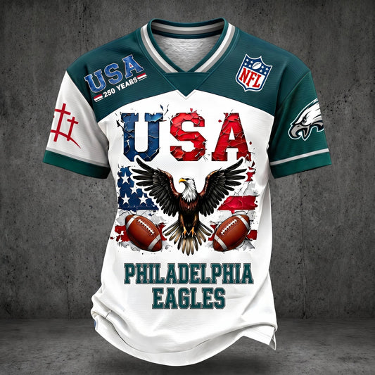 PREMIUM NFL X PE 250TH anniversary LUXURY V-Neck T- Shirt 130626
