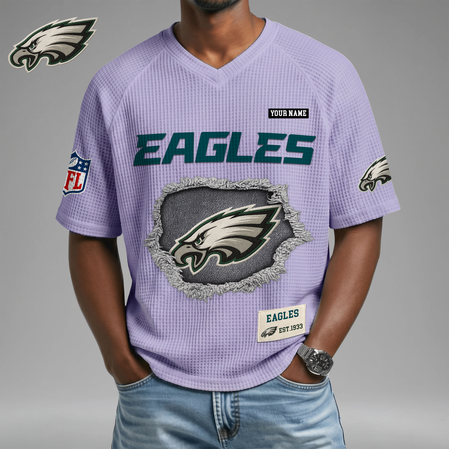 PREMIUM NFL X PE Game Day Waffle V-neck T-shirt 110626