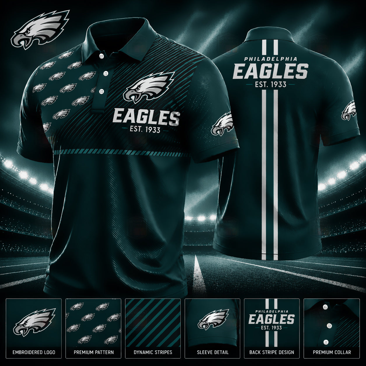 PREMIUM NFL X PHI GAMEDAY LUXURY POLO SHIRT 190626