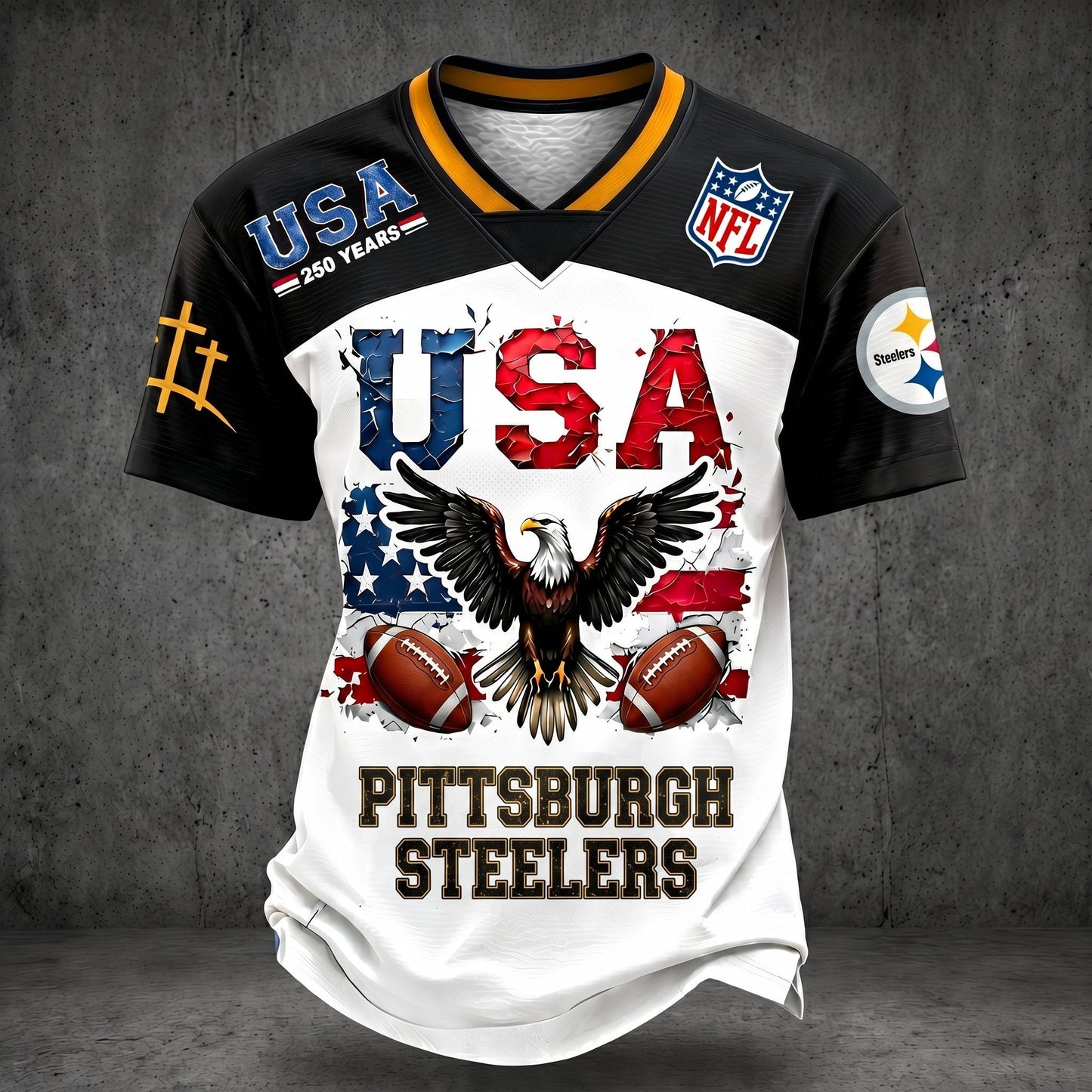 PREMIUM NFL X PS 250TH anniversary LUXURY V-Neck T- Shirt 130626
