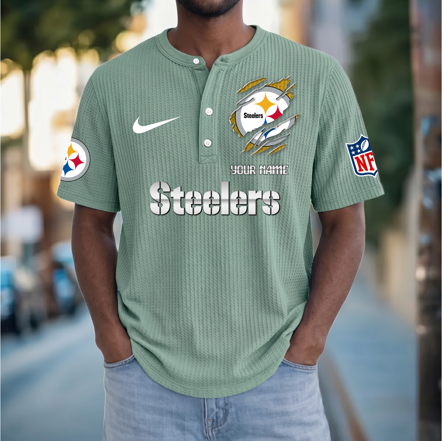 PREMIUM NFL  X  PS Crew neck button Henry Shirt Limited Editions NDT VHM 230426