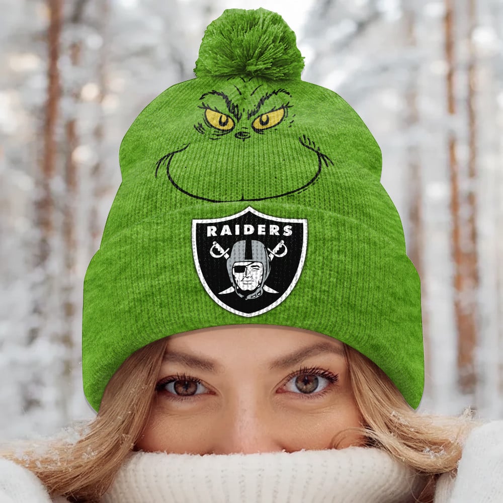 PREMIUM NFL X RAI Green Grinch Beanie Hat Christmas Gifts NDT NHM