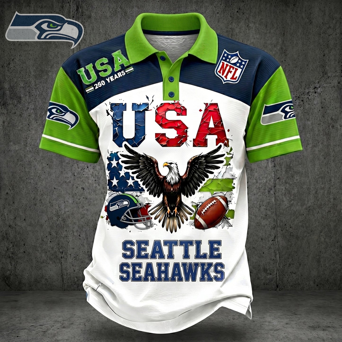 PREMIUM NFL X SEA 250TH Anniversary LUXURY POLO Shirt Shirt 170626
