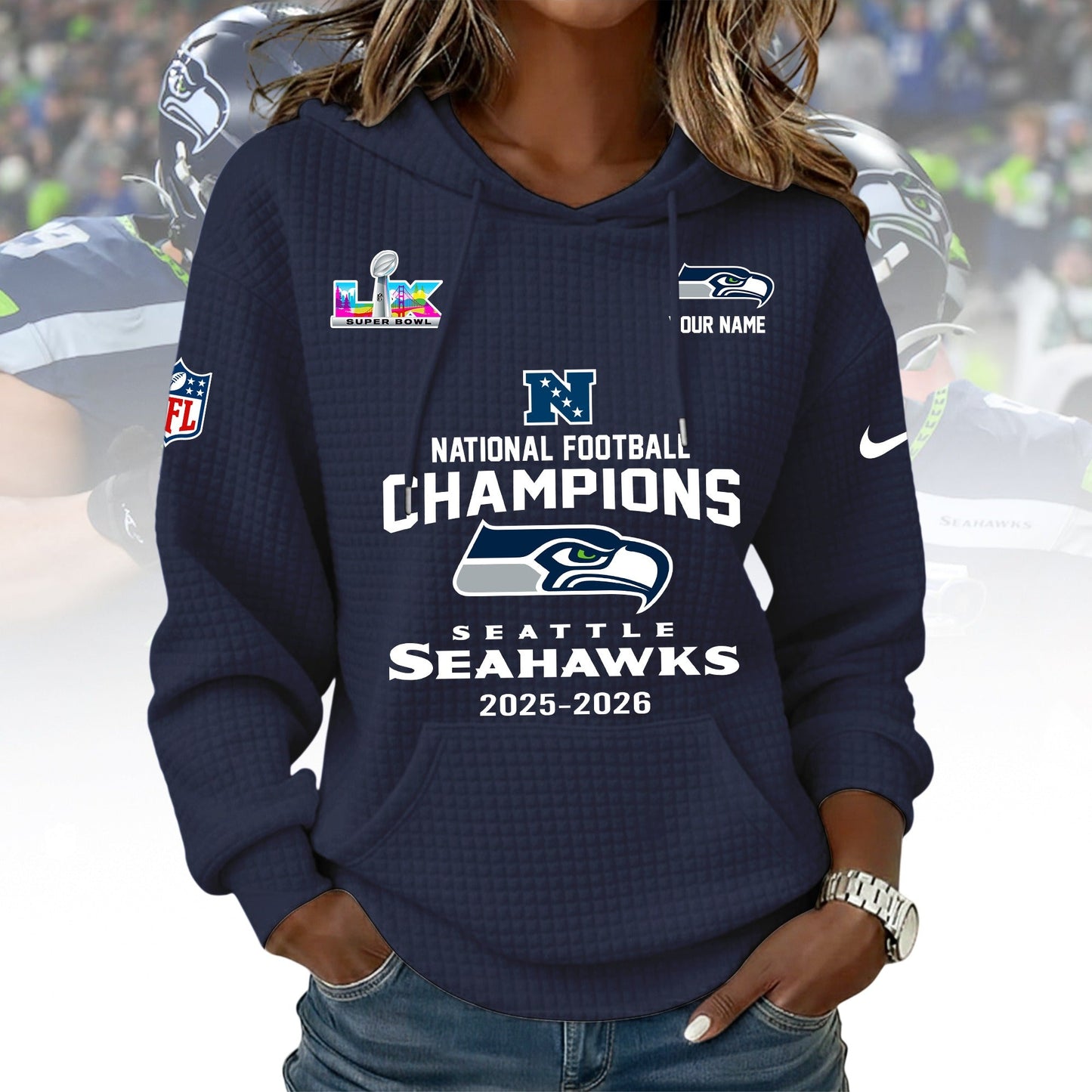 PREMIUM NFL X SEAHAW WOMEN WAFFLE FOR CHAMPIONSHIP NDT NHM