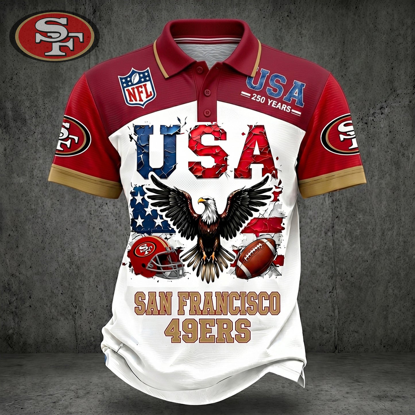 PREMIUM NFL X SF 250TH Anniversary LUXURY POLO Shirt Shirt 170626