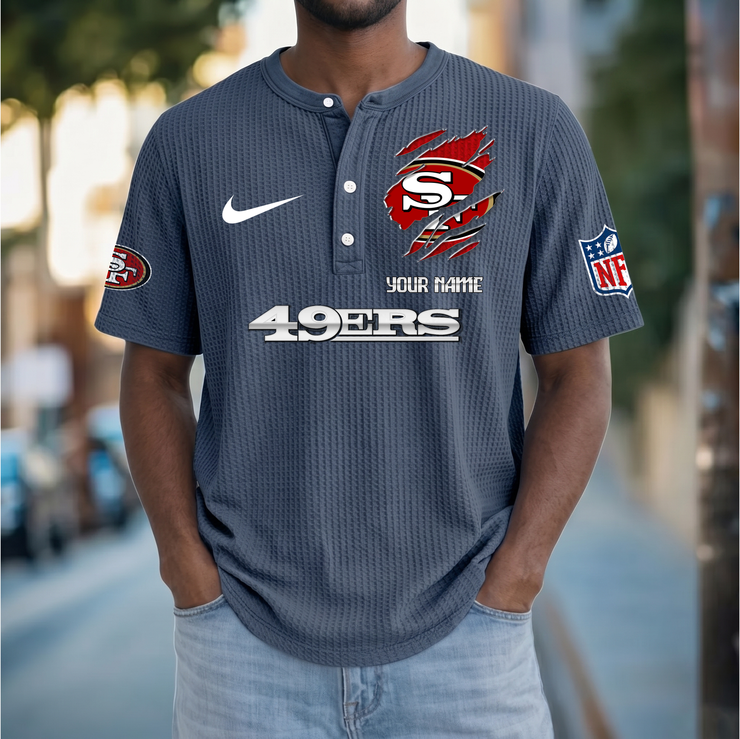 PREMIUM NFL  X  SF Crew neck button Henry Shirt Limited Editions NDT VHM 230426