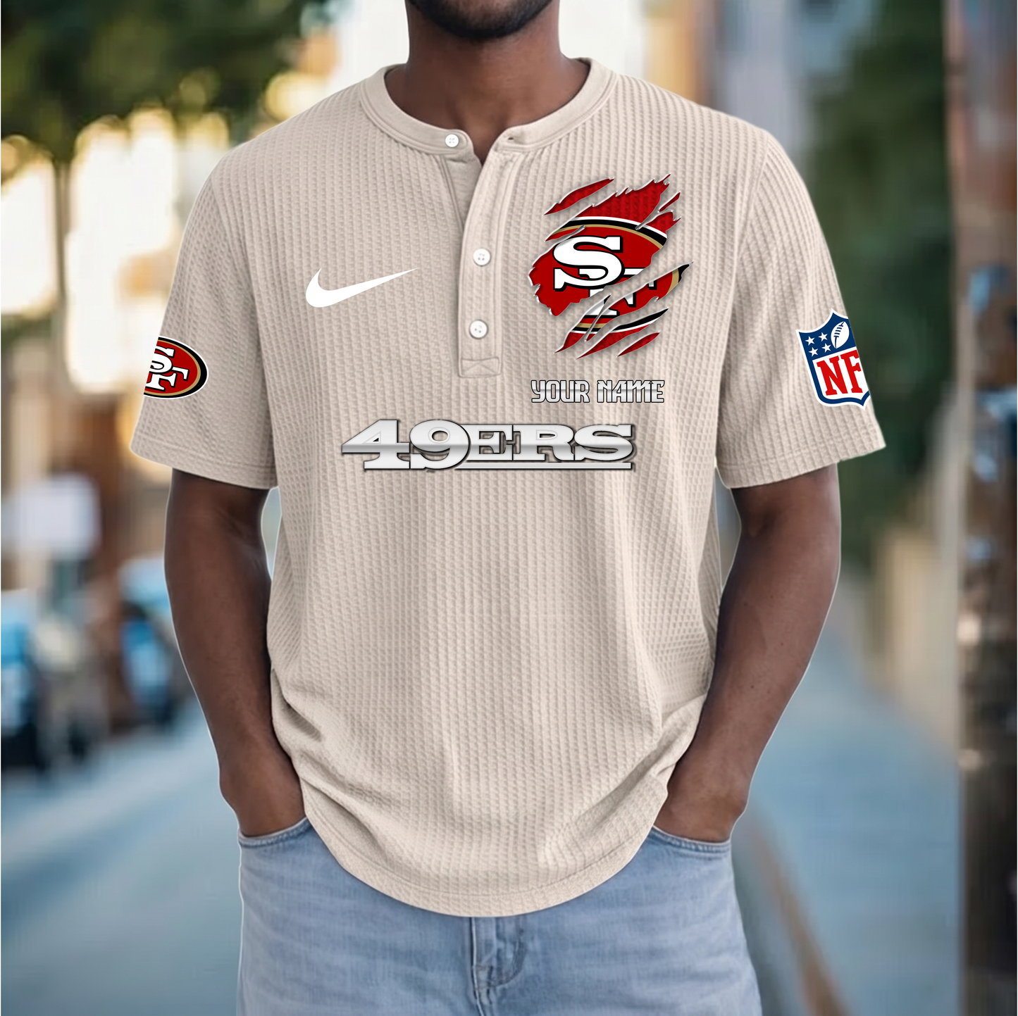 PREMIUM NFL  X  SF Crew neck button Henry Shirt Limited Editions NDT VHM 230426