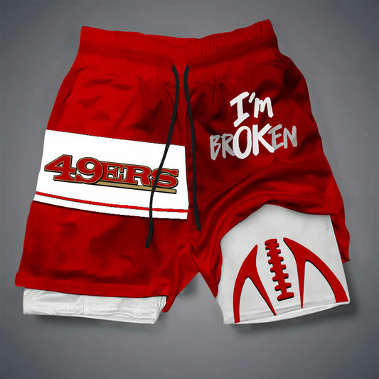 PREMIUM NFL X SF I'M Broken Men's Double Layered Sports Shorts NDT NHM