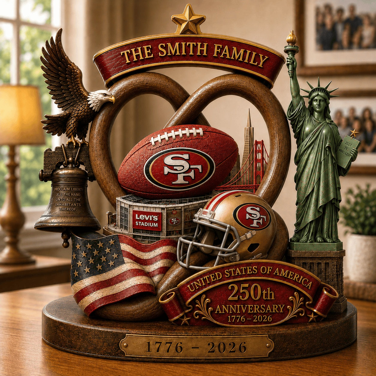 PREMIUM NFL X SF Team Mix 250th Anniversary Acrylic Block Plaque Custom Name  120626