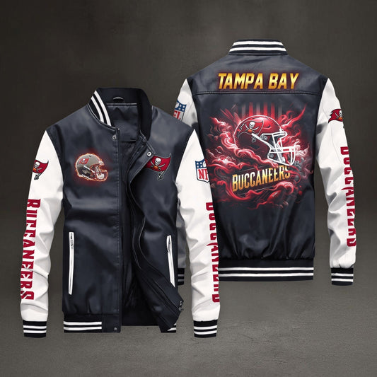 PREMIUM NFL X TB LEATHER BOMBER JACKET NDT NHM