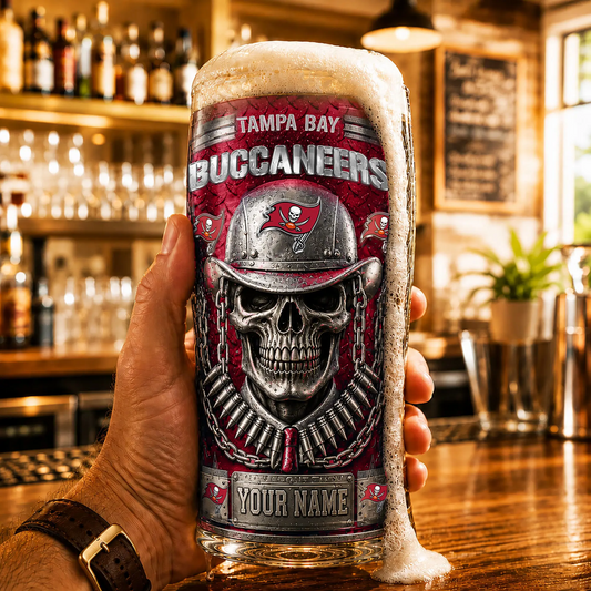 PREMIUM NFL X TBB Beer Glass Custom Name Gifts For Fan NDT VHM 020626