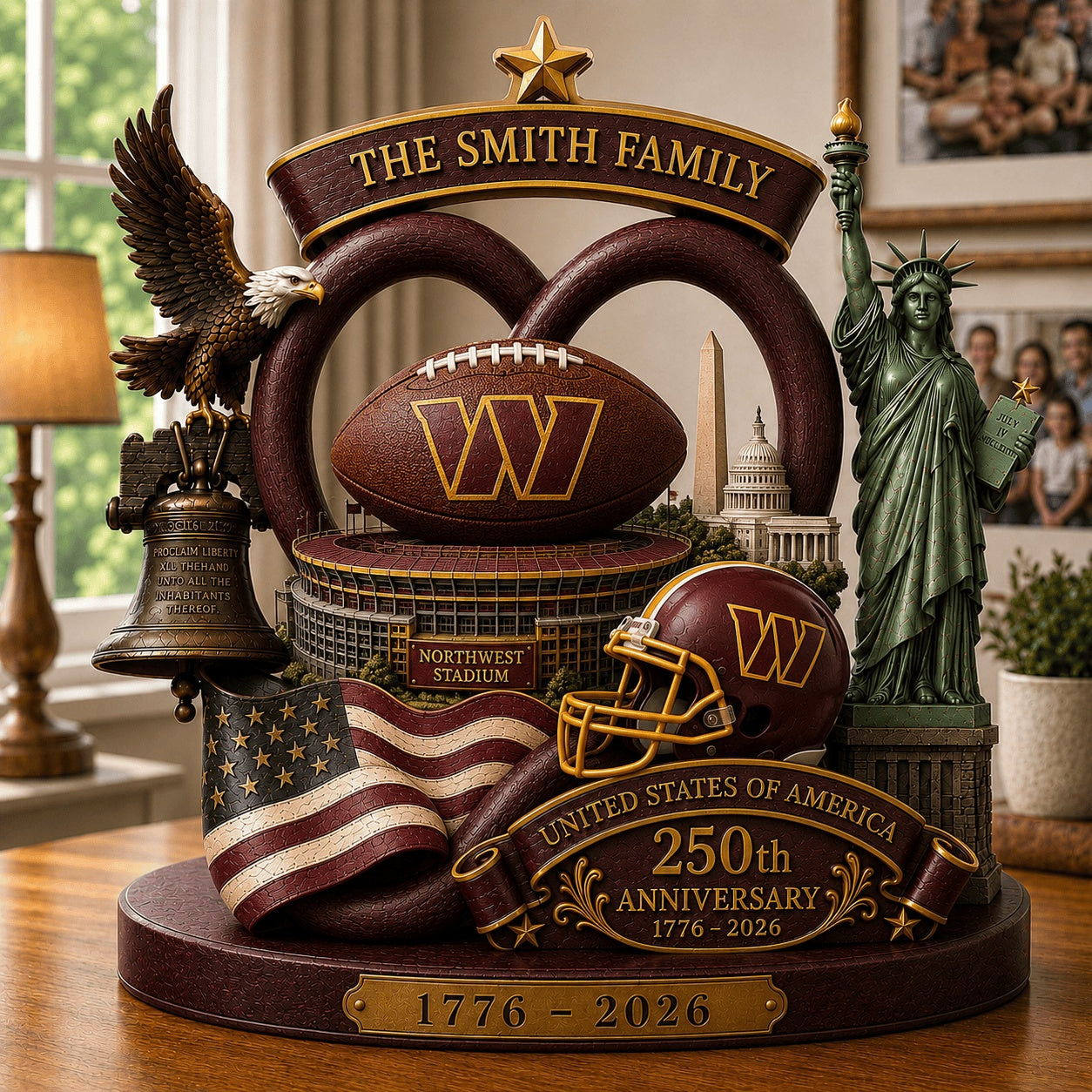 PREMIUM NFL X WAS Team Mix 250th Anniversary Acrylic Block Plaque Custom Name  120626
